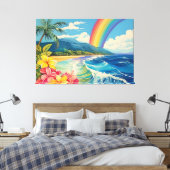 ヴィンテージスタイルリトグラフトロピカルXLアート キャンバスプリント (インサイチュ (寝室))