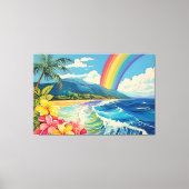 ヴィンテージスタイルリトグラフトロピカルXLアート キャンバスプリント (正面)