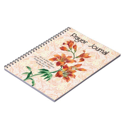 ヴィンテージスタイルリリーバンチ祈りの言葉ジャーナル ノートブック (左側)