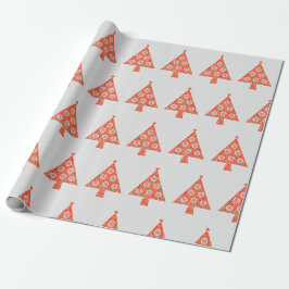 ヴィンテージスタイルレッドクリスマスツリーラッピング紙 ラッピングペーパー