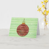 ヴィンテージスタイルレッドグリーンクリスマスオーナメントカード カード (黄色い花)