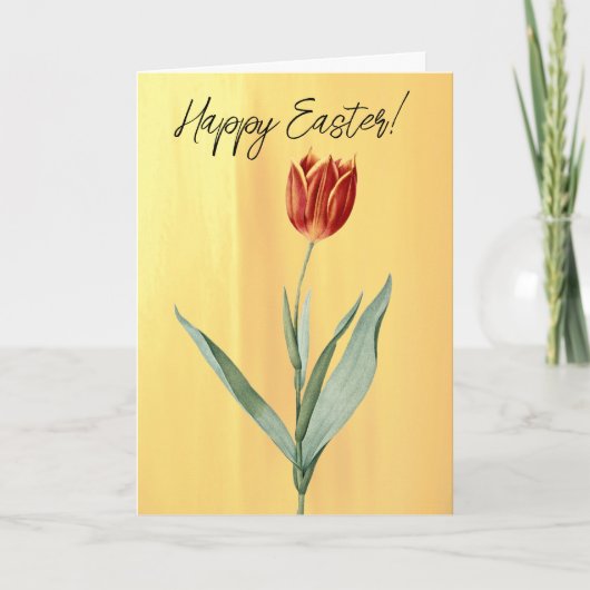 ヴィンテージスタイルレッドチューリップフラワーイースターカード サンキューカード (正面)