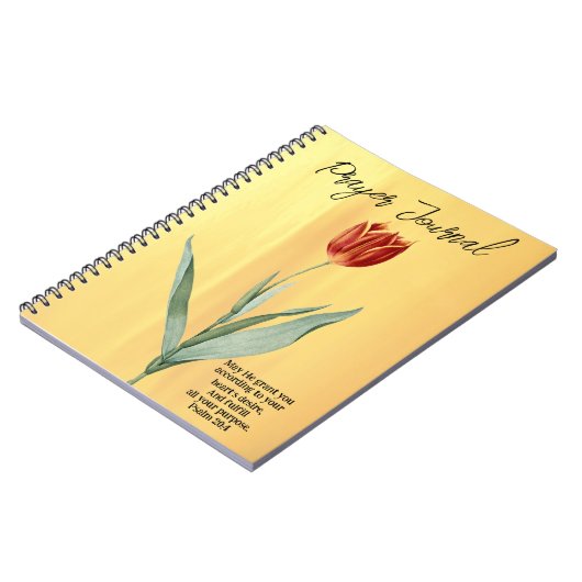 ヴィンテージスタイルレッドチューリップフラワー祈りの言葉ジャーナル ノートブック (左側)