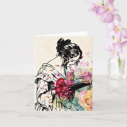 ヴィンテージスタイルレディ読ズブックカード カード (蘭)