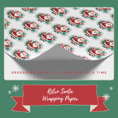 ヴィンテージスタイルレトロサンタクロース&ホリー「ジョイ」 ラッピングペーパー