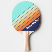 ヴィンテージスタイルレトロスストライプのポーツ名 卓球ラケット (正面)