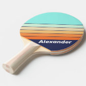 ヴィンテージスタイルレトロスストライプのポーツ名 卓球ラケット (正面アングル)