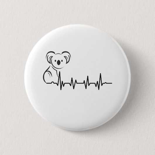 ヴィンテージスタイルレトロハートビートコアラ動物ギフト 缶バッジ (正面)