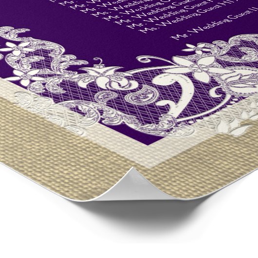 ヴィンテージスタイルレースダークパープルAZ ポスター (角)