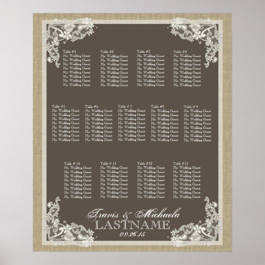 ヴィンテージスタイルレースデザインシーティングチャート ポスター (正面)