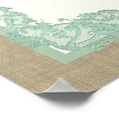 ヴィンテージスタイルレースデザインシーフオムグリーン13テーブル ポスター (角)