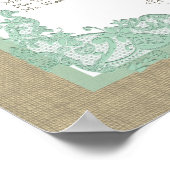 ヴィンテージスタイルレースデザインシーフオームグリーン2 ポスター (角)