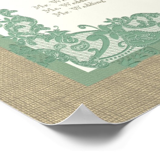 ヴィンテージスタイルレースデザインセージグリーンAZ ポスター (角)