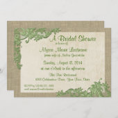 ヴィンテージスタイルレースデザインブライダルシャワー 招待状 (正面/裏面)