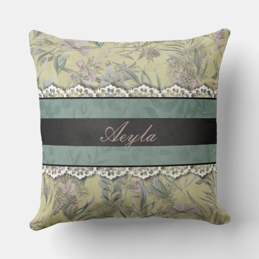 ヴィンテージスタイルレース及びフローラモノグラム クッション (裏面)