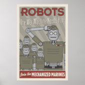 ヴィンテージスタイルロボット軍隊プロパガンダ ポスター (正面)
