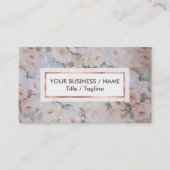 ヴィンテージスタイルロマンチックピンクアイボリーバラフローラ 名刺 (正面)