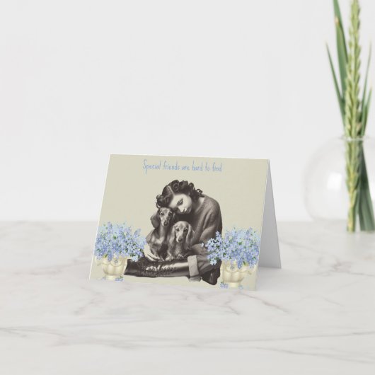 ヴィンテージスタイルロングヘアダッシュンドカード カード (正面)