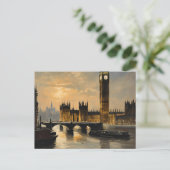 ヴィンテージスタイルロンドントラベルビッグベン議会 ポストカード (スタンド正面)