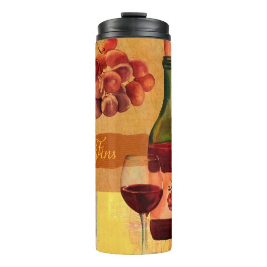 ヴィンテージスタイルワインと水彩画 タンブラー (正面)