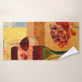 ヴィンテージスタイルワインと水彩画 バスタオル (バスタオル)