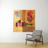 ヴィンテージスタイルワインコラージュと水彩画 タペストリー (インサイチュ(横))