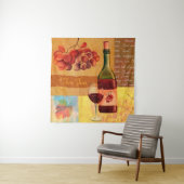 ヴィンテージスタイルワインコラージュと水彩画 タペストリー (インサイチュ)