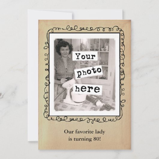 ヴィンテージスタイル写真テンプレートパーティーの発表 招待状 (正面)