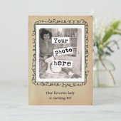 ヴィンテージスタイル写真テンプレートパーティーの発表 招待状 (スタンド正面)