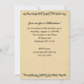 ヴィンテージスタイル写真テンプレートパーティーの発表 招待状 (裏面)