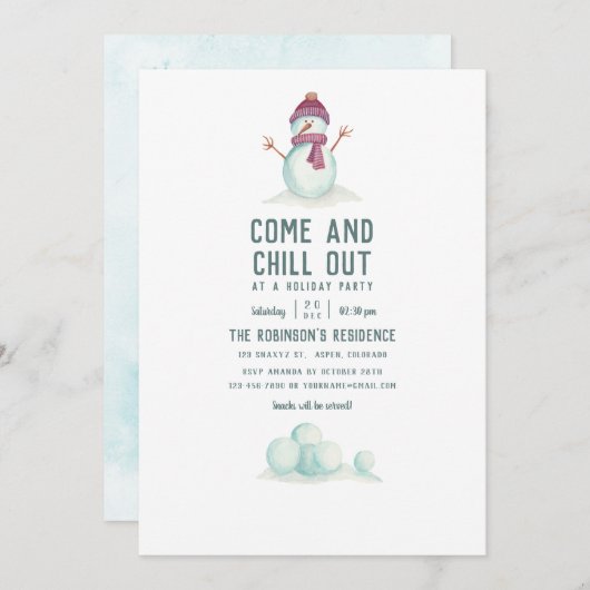 ヴィンテージスタイル冬のクリスマスパーティー 招待状 (正面/裏面)