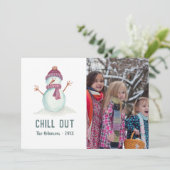 ヴィンテージスタイル冬のクリスマスファミリーの写真 シーズンカード (スタンド正面)