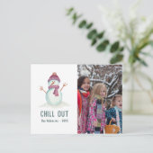 ヴィンテージスタイル冬のクリスマスファミリーの写真 シーズンポストカード (スタンド正面)