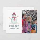 ヴィンテージスタイル冬のクリスマスファミリーの写真 シーズンポストカード (正面/裏面)