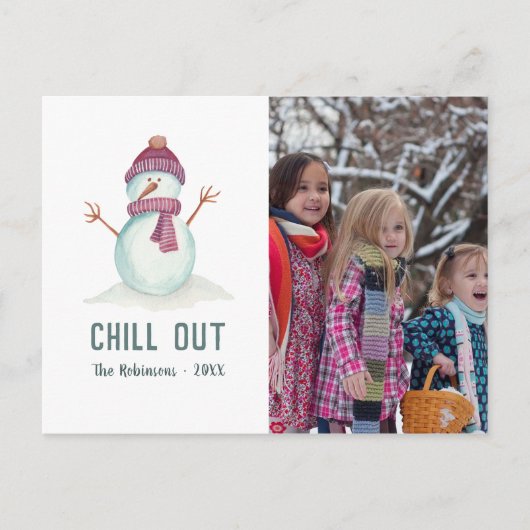 ヴィンテージスタイル冬のクリスマスファミリーの写真 シーズンポストカード (正面)