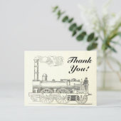 ヴィンテージスタイル列車機関車「ありがとう!」 ポストカード (スタンド正面)