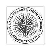 ヴィンテージスタイル化コンパスバラ名差出人住所 セルフインキングスタンプ (デザイン)