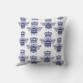 ヴィンテージスタイル化バンブルミツバチ、クラウンブルーSV付き クッション (裏面)