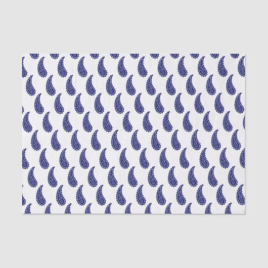 ヴィンテージスタイル化ブルーホワイトペイズリー 薄葉紙 (正面)