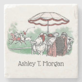 ヴィンテージスタイル化ポロマッチレディースウォッチングドロウイン ストーンコースター (正面)