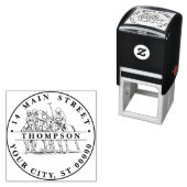 ヴィンテージスタイル化ポロ一致#1名住所 セルフインキングスタンプ (インサイチュ)