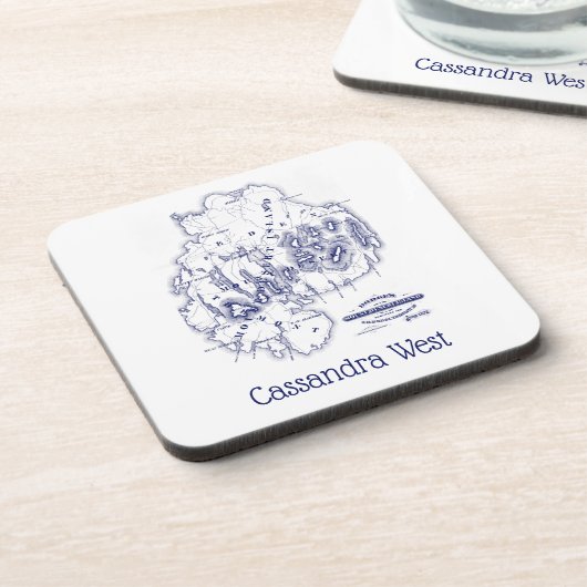 ヴィンテージスタイル化山デザートアイランドMNマップブルー コースター (左側)