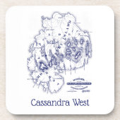 ヴィンテージスタイル化山デザートアイランドMNマップブルー コースター (正面)