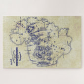 ヴィンテージスタイル化山デザートアイランドMNマップブルーT ジグソーパズル (横)