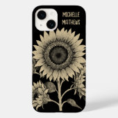 ヴィンテージスタイル単色花絵を描の花 Case-Mate iPhoneケース (裏面)