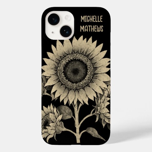 ヴィンテージスタイル単色花絵を描の花 Case-Mate iPhoneケース (裏面)