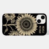 ヴィンテージスタイル単色花絵を描の花 Case-Mate iPhoneケース (裏面 (横))