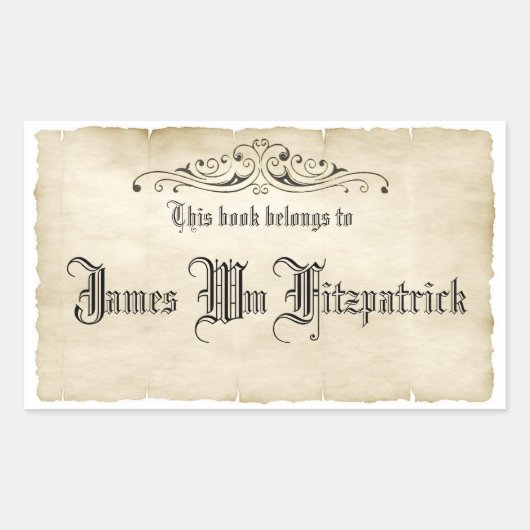 ヴィンテージスタイル古い仮釈書名ラベル 長方形シール (正面)