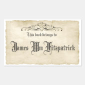 ヴィンテージスタイル古い仮釈書名ラベル 長方形シール (正面)
