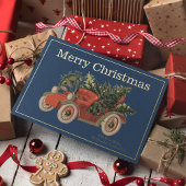 ヴィンテージスタイル古い赤いトラックの木メリークリスマス 箔シーズンカード